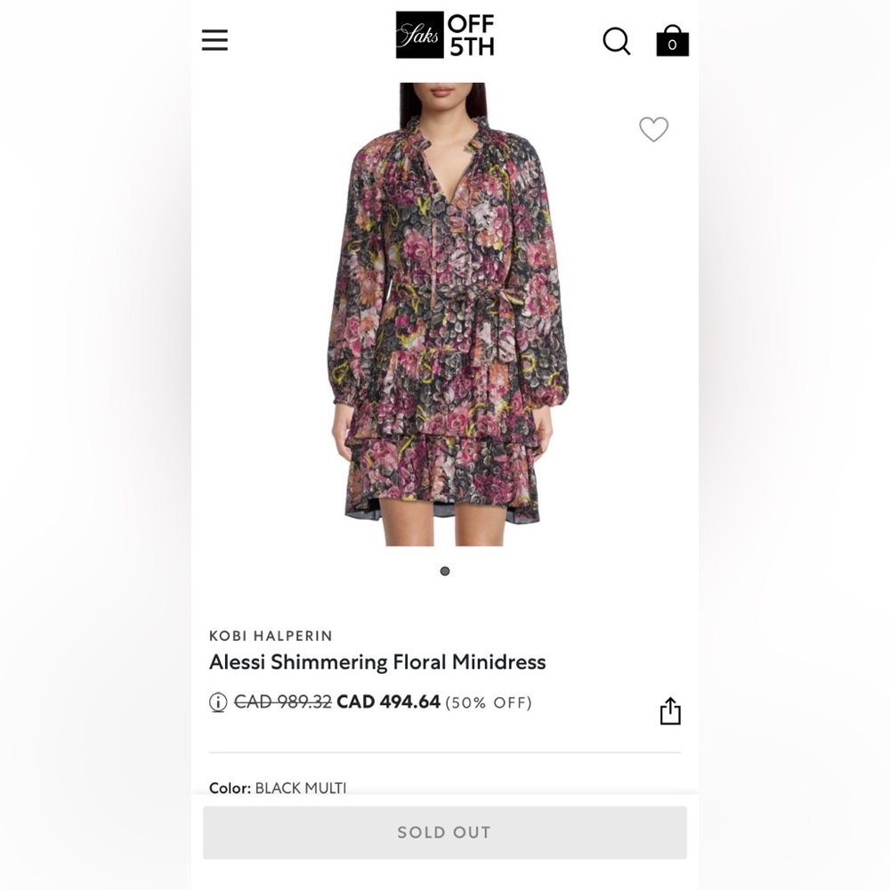 KOBI HALPERIN BNWT Dress With Metallic Thread - Medium